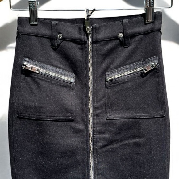 🌻NEW w/tags Diesel Black Full-Zip Midi Skirt in Milano Knit SIze 24/XS - Picture 4 of 15